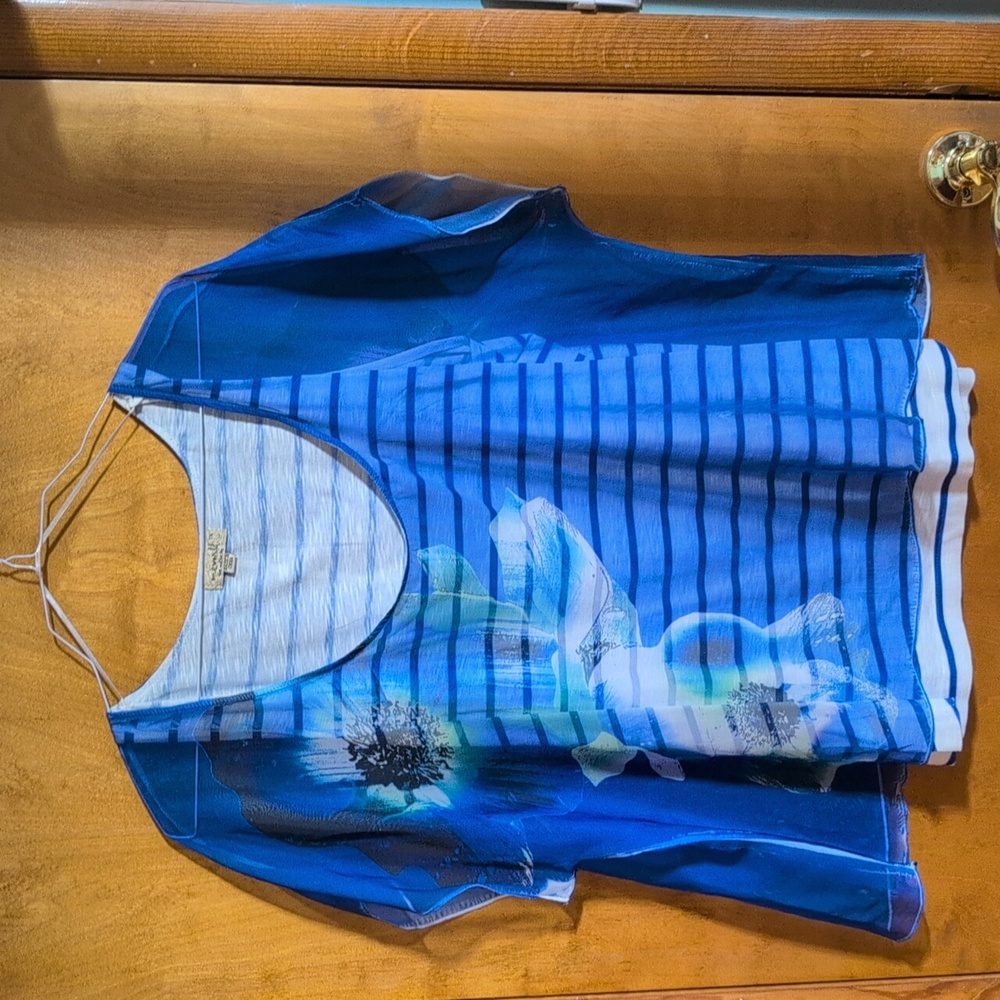 SOLD Blue and White Top